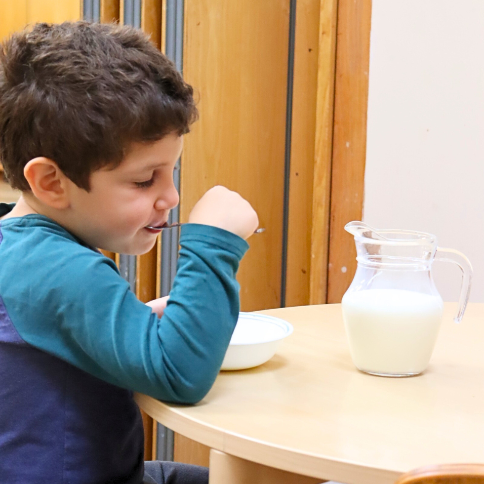 Another picture of the Great Learner eating breakfast